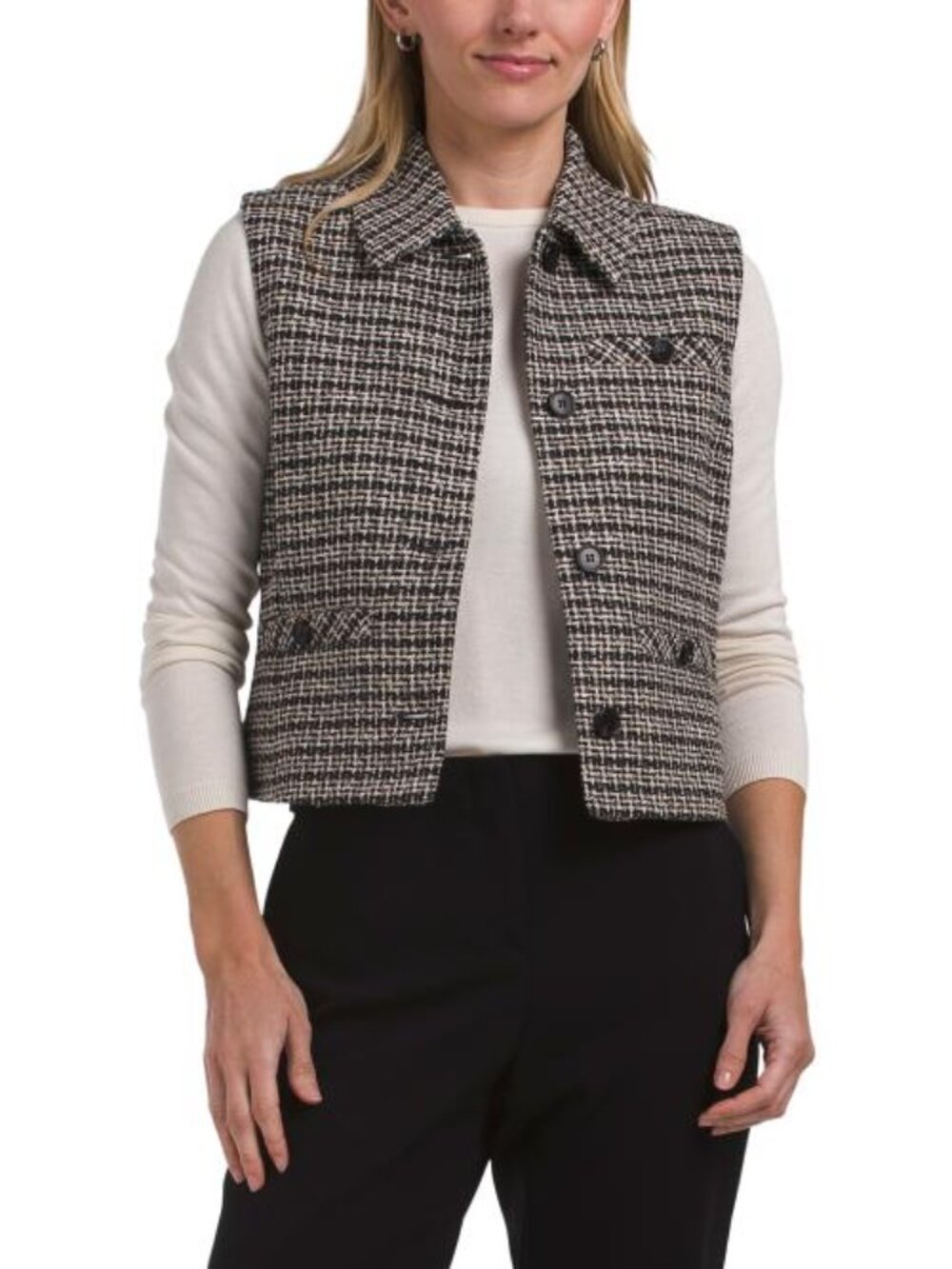 THEORY Striped Tweed Vest